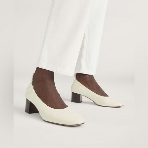 NEW EVERLANE The Day Heel in Bone Stacked leather - Picture 2 of 8